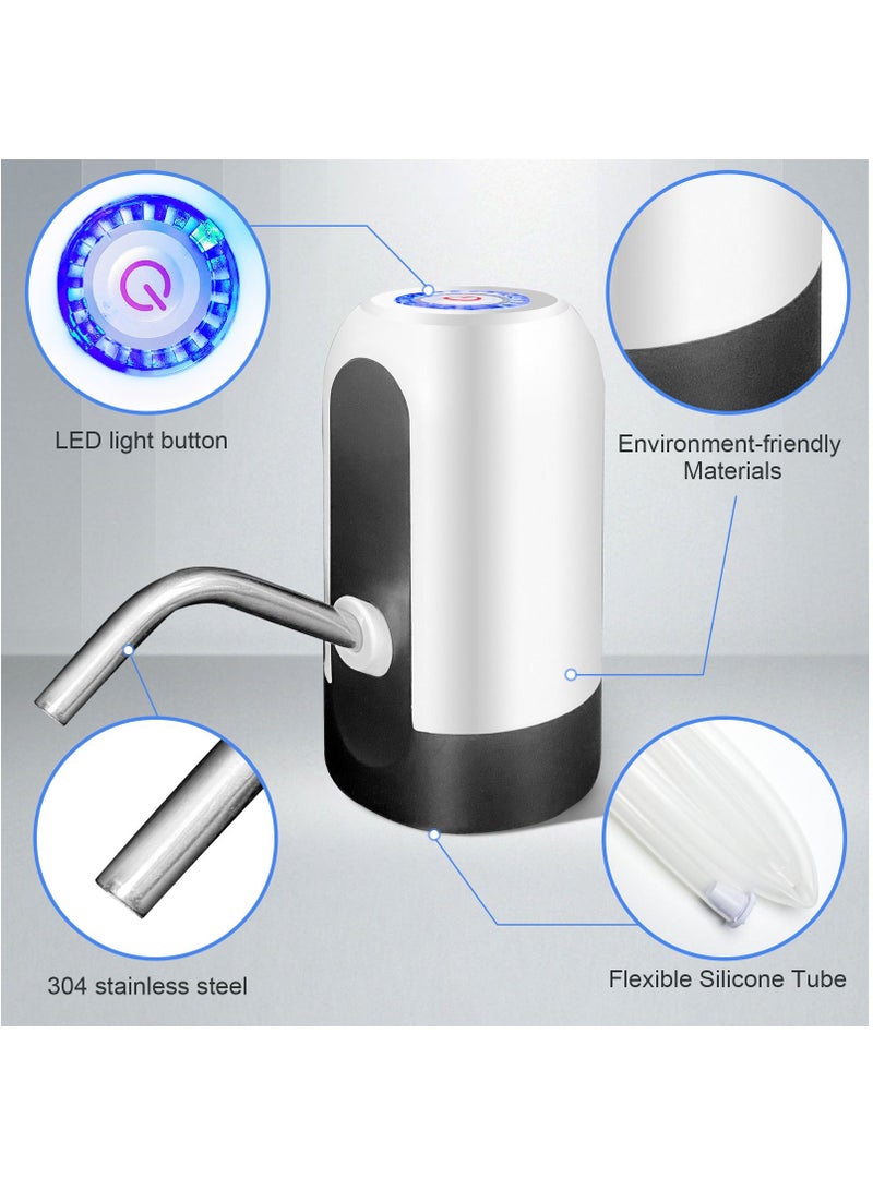UREVO 5 Gallon Water Bottle Pump, USB Charging Portable Electric Water Pump for 2-5 Gallon Jugs Water Dispenser for Office Home Camping Kitchen etc. White - Image 2