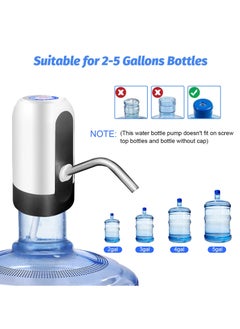 سكاي تاتش 5 Gallon Water Bottle Pump, USB Charging Portable Electric Water Pump for 2-5 Gallon Jugs Water Dispenser for Office Home Camping Kitchen etc. White  - Image 5