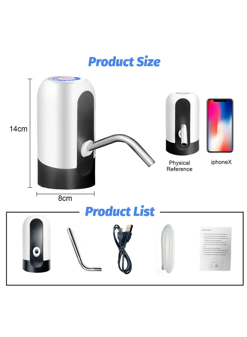 UREVO 5 Gallon Water Bottle Pump, USB Charging Portable Electric Water Pump for 2-5 Gallon Jugs Water Dispenser for Office Home Camping Kitchen etc. White - Image 3