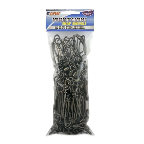 AFW American Fishing Wire Mighty Mini Stainless Steel Snap Swivels, Size #4/0, 600 lb Test, Gunmetal Black, 50 pc - Image 1