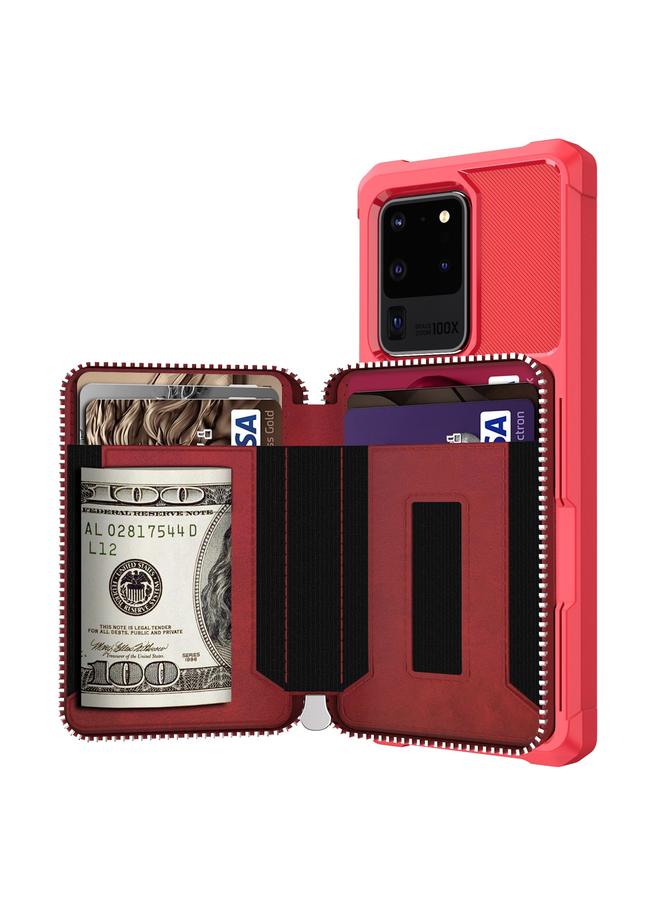 S-TOP Case For Samsung Galaxy S20 Ultra Zipper Wallet Card Bag PU Back Phone Case - Image 3