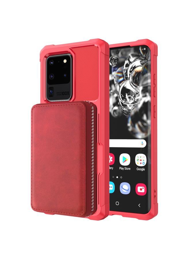 S-TOP Case For Samsung Galaxy S20 Ultra Zipper Wallet Card Bag PU Back Phone Case - Image 2