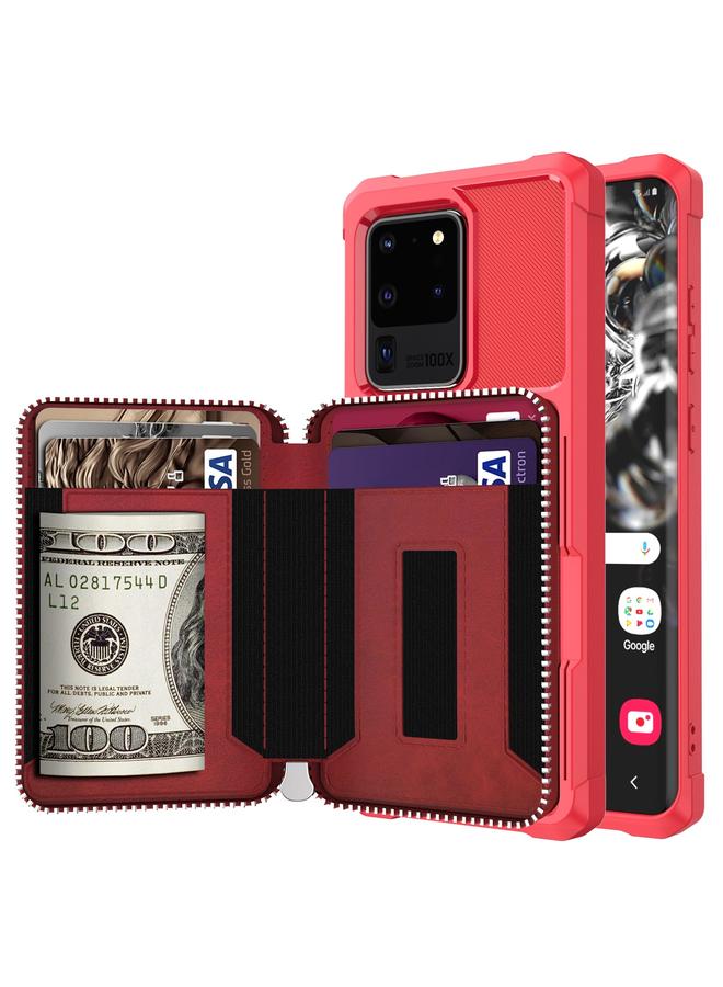 S-TOP Case For Samsung Galaxy S20 Ultra Zipper Wallet Card Bag PU Back Phone Case - Image 1
