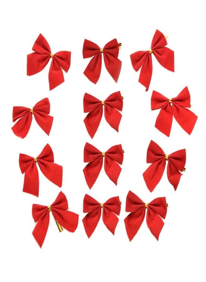 Dzrige Christmas Bows Mini Red Bows for Happy New Year Xmas Decoration Supplies Christmas Tree Party Gift - Image 1