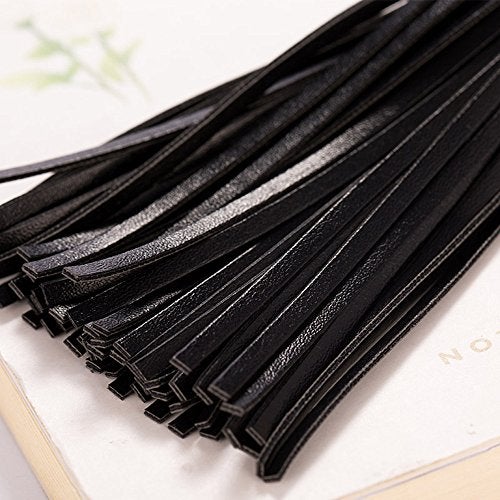 ZOONAI Women Leather Tassels Keychain Car Circle Key Rings Gift Bag Hanging Buckle (Black) - Image 4