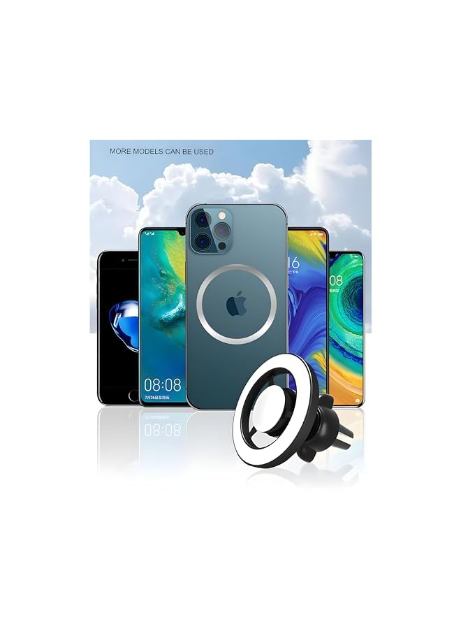 Green Tiger Velox MagSafe Compatible Air Vent Car Phone Holder. Unversal Magnetic Car Phone Mount for iPhone 12/13/14/15/16 Series & Android Phones via Included Magnetic Ring Adapter(White) - Image 2