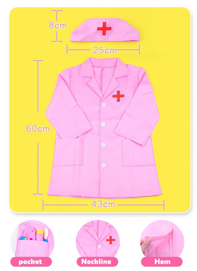 Generic Doctor Kit for Toddlers 3-5 Dress Up Toys for 2 3 4 Year Old Girls Pretend Kids Doctor Play Set with Doctor Costume Toy Stethoscope for 2 3 4 5 6 Year Old Girls Boys Birthday Gifts (Pink)  - Image 2