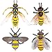 Bbiamsleep 4 Pcs Bee Figurine Set Realistic Bee Figure Honeybee Figurines Bees Model Various Bees Model Fake Bees Animal Figures Insect Toy for Science Project Cake Topper - Image 3