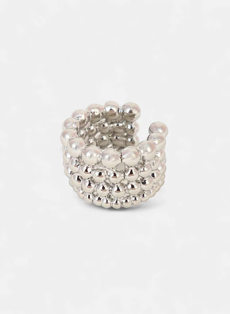 SOHI SOHI Women The Dewdrop Statement Ring | Chrome  Colour | One-Size | Metallic Alloy Material | Adjustable Closure | Ring For Casual & Evening Wear