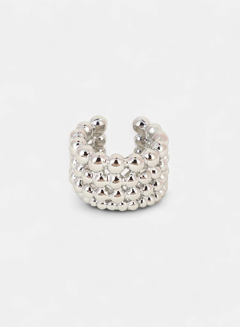 SOHI SOHI Women The Dewdrop Statement Ring | Chrome  Colour | One-Size | Metallic Alloy Material | Adjustable Closure | Ring For Casual & Evening Wear