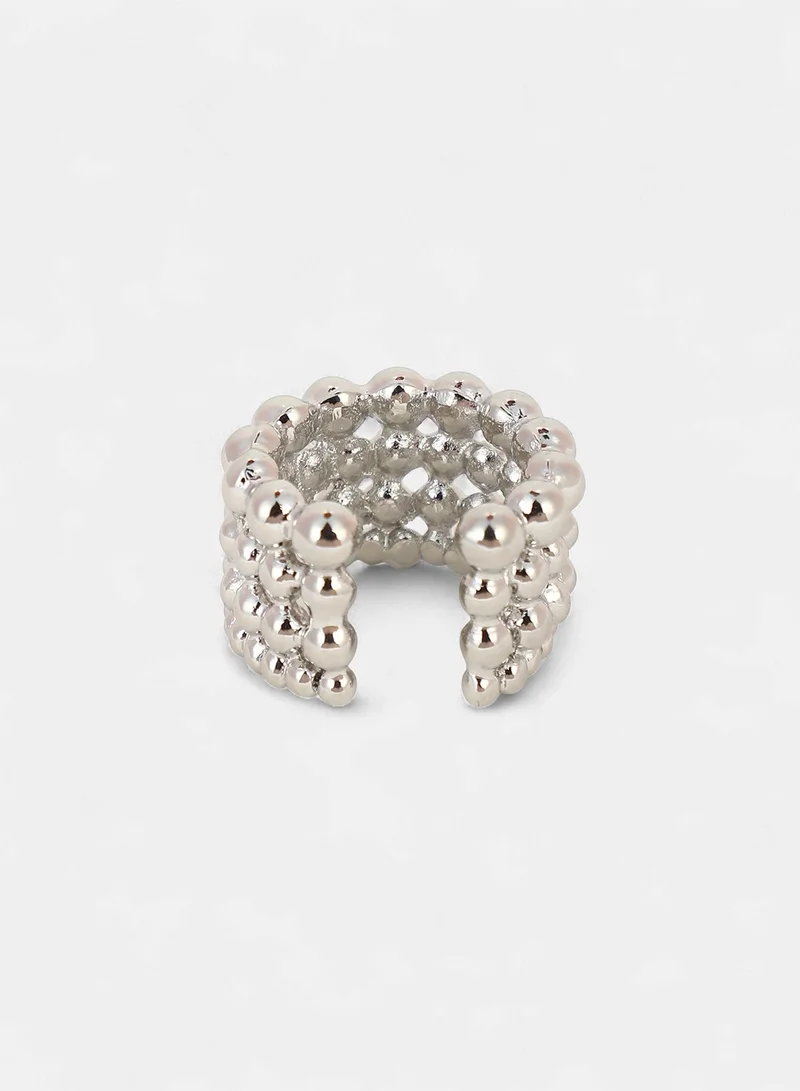 SOHI SOHI Women The Dewdrop Statement Ring | Chrome  Colour | One-Size | Metallic Alloy Material | Adjustable Closure | Ring For Casual & Evening Wear