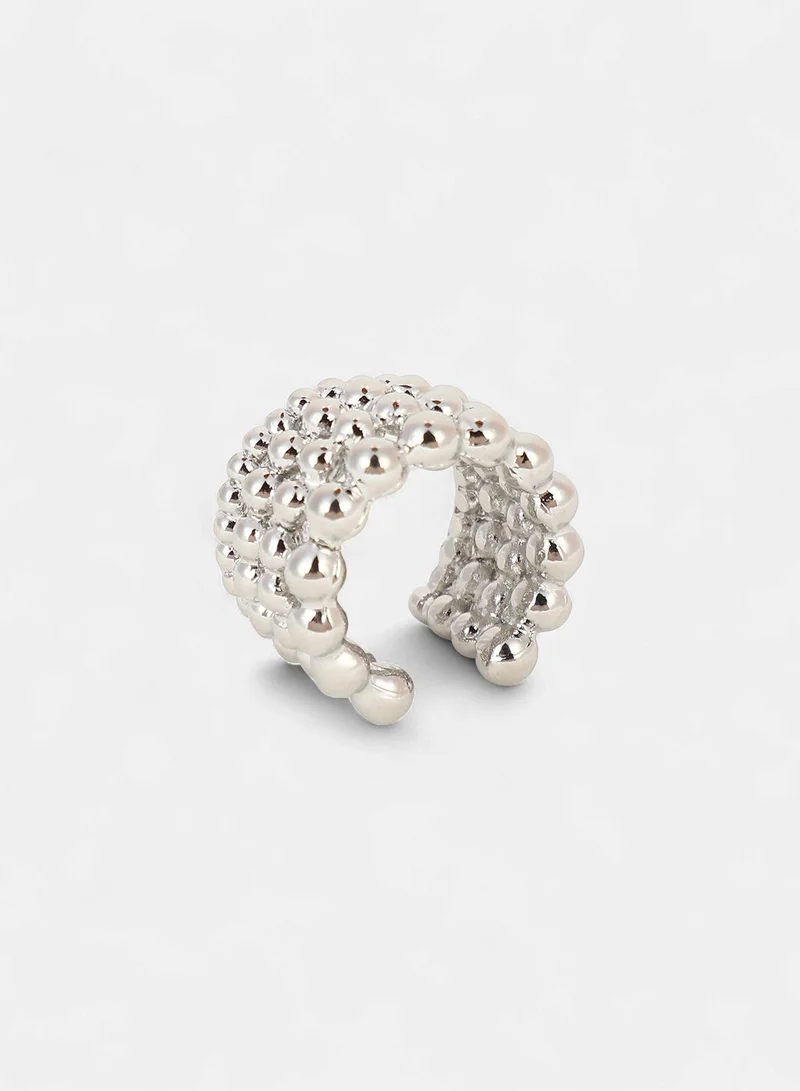 SOHI SOHI Women The Dewdrop Statement Ring | Chrome  Colour | One-Size | Metallic Alloy Material | Adjustable Closure | Ring For Casual & Evening Wear