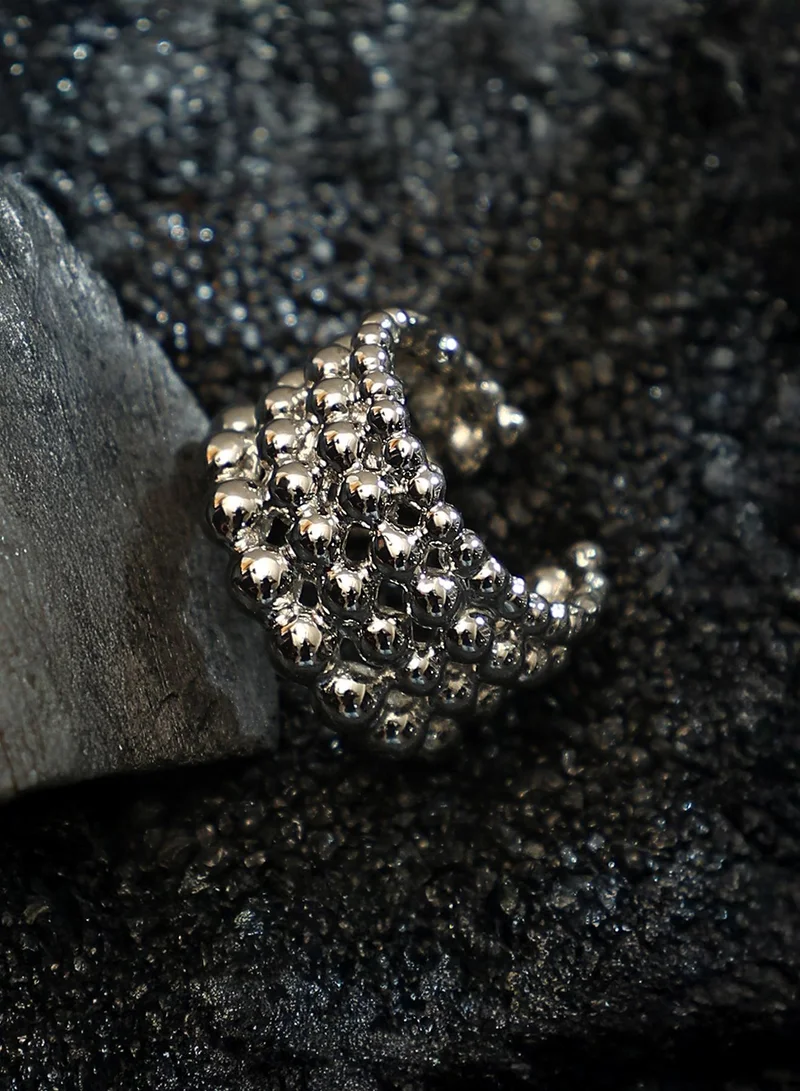 SOHI SOHI Women The Dewdrop Statement Ring | Chrome  Colour | One-Size | Metallic Alloy Material | Adjustable Closure | Ring For Casual & Evening Wear