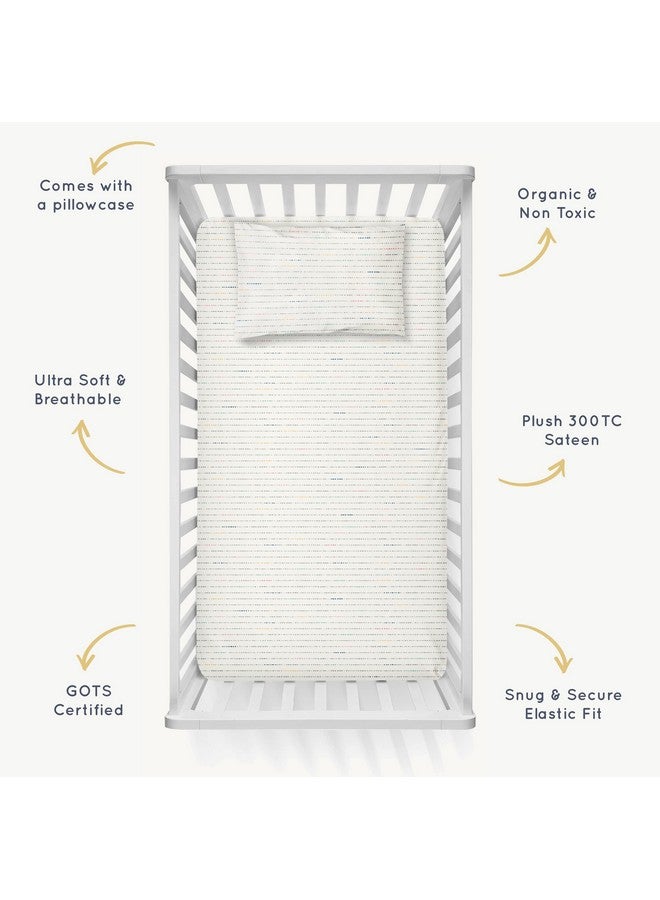 Makemake Organics Organic Crib Sheet GOTS Certified Organic Cotton Crib Sheet Fitted with Pillowcase Soft Breathable Hypoallergenic Grey Gray Color Bright Cheerful Happy (28"x52", Gray Pebble Pop) - Image 3