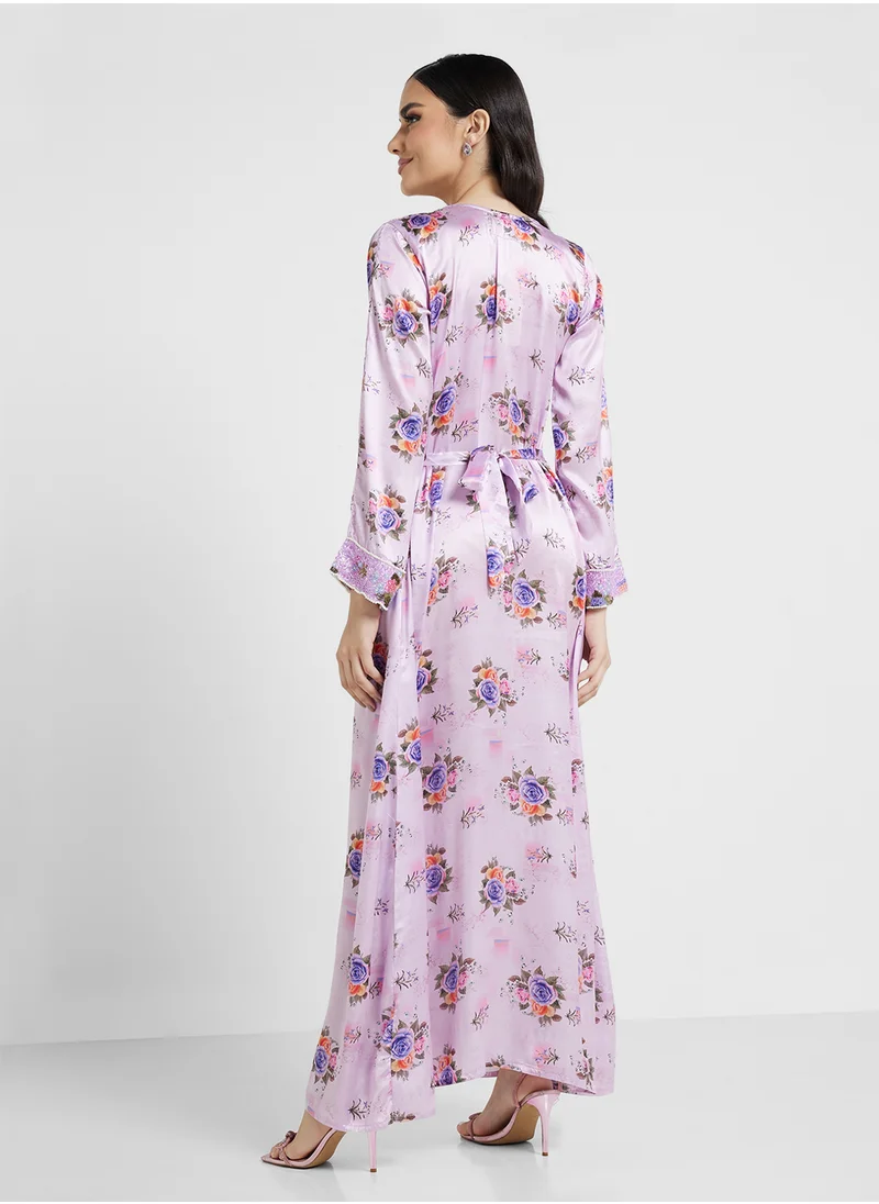 ارابيان كلوزيت Embellished Belted Jalabiya