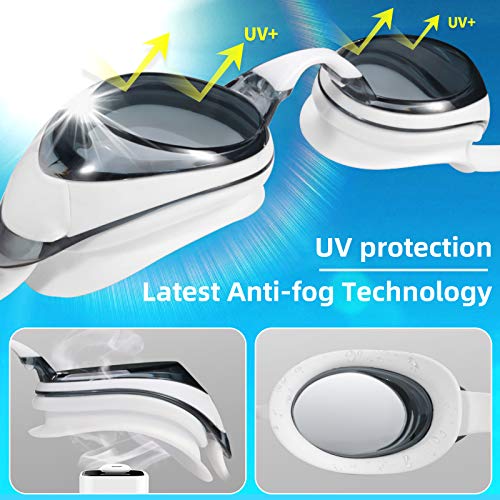 Seago Shortsighted Swimming Goggles Nearsighted Swim Goggles Anti Fog UV Protection Fit for Adult Men Women Youth Junior, No Leaking Clear Vision Pool Swim Glasses Tinted Flat Lens with 3 Nose Pieces - Image 4