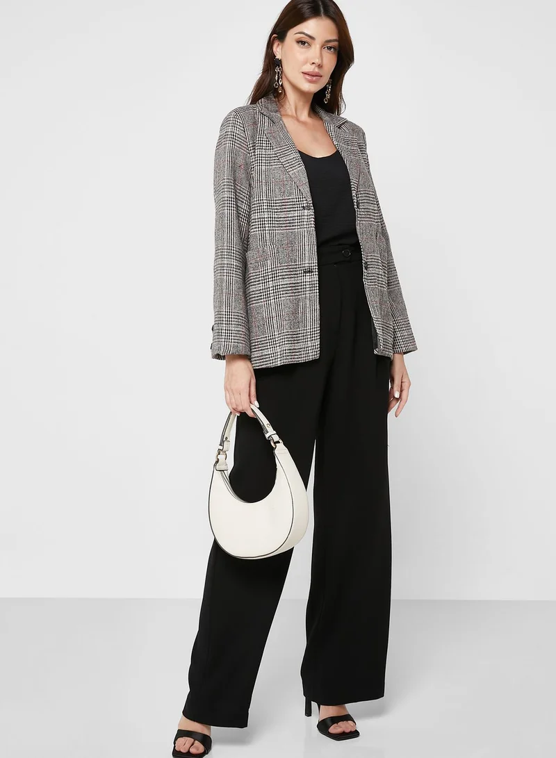 ELLA Single Breasted Checkered Blazer