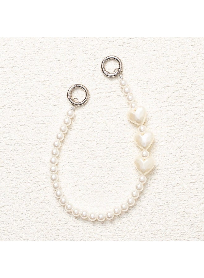 NIBEMINENT Beaded Phone Lanyard, Anti Lost Removable Wrist Strap, Love Bracelet Pendant, Phone Keychain Lanyard