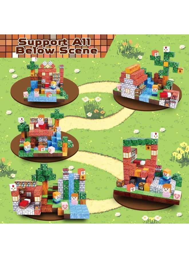 150 PCS Magnetic Blocks – Build Mine Magnet World & Creative Magnet Cubes Construction Set, STEM Sensory Toys for Kids, Boys & Girls Ages 3-10, Classroom & Birthday Gifts - Image 3