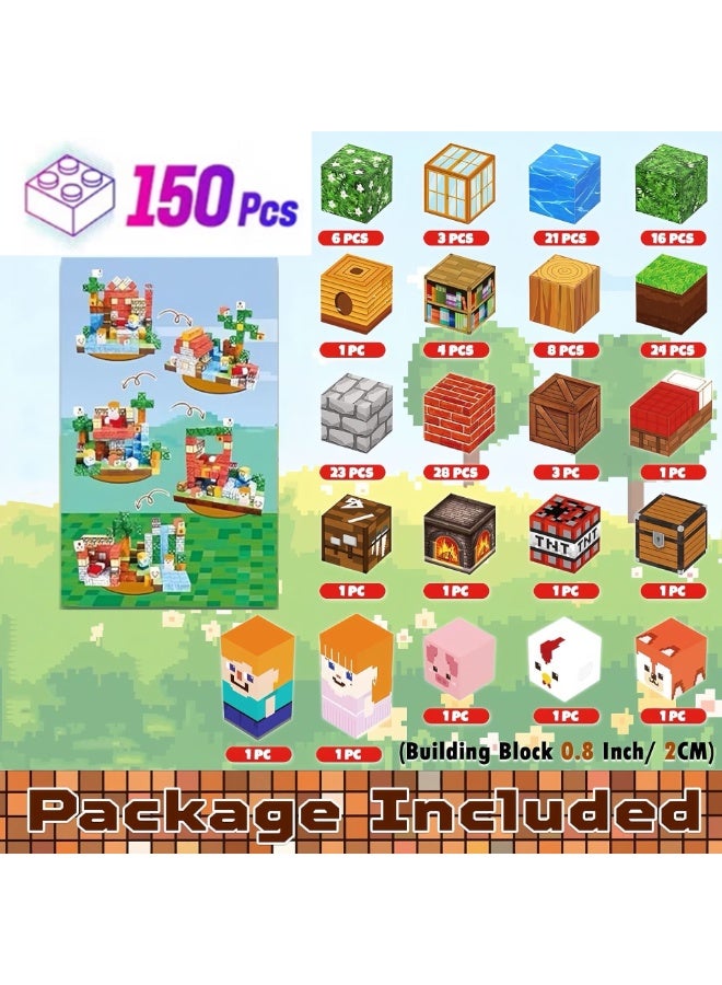 150 PCS Magnetic Blocks – Build Mine Magnet World & Creative Magnet Cubes Construction Set, STEM Sensory Toys for Kids, Boys & Girls Ages 3-10, Classroom & Birthday Gifts - Image 2