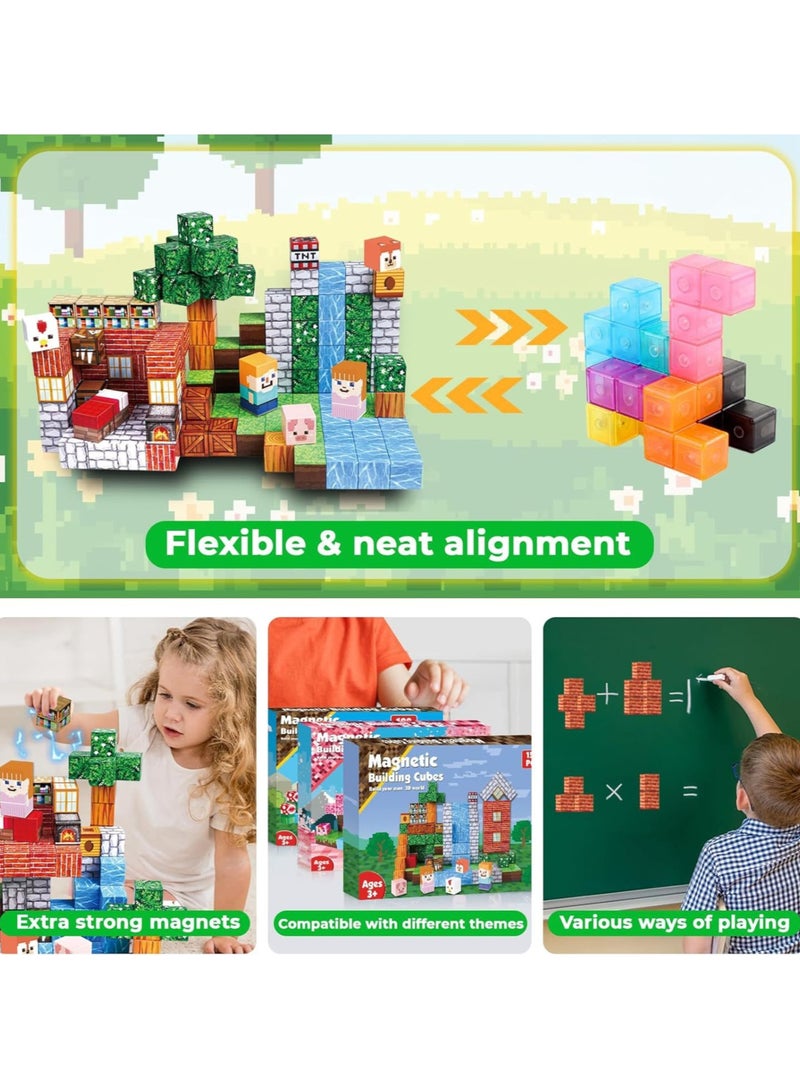 150 PCS Magnetic Blocks – Build Mine Magnet World & Creative Magnet Cubes Construction Set, STEM Sensory Toys for Kids, Boys & Girls Ages 3-10, Classroom & Birthday Gifts - Image 4