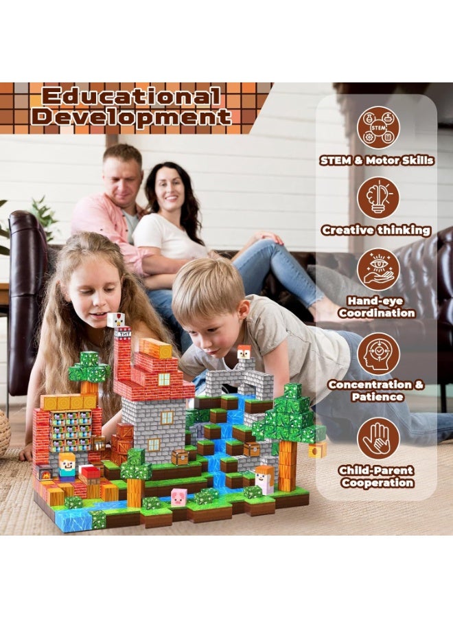 150 PCS Magnetic Blocks – Build Mine Magnet World & Creative Magnet Cubes Construction Set, STEM Sensory Toys for Kids, Boys & Girls Ages 3-10, Classroom & Birthday Gifts - Image 5