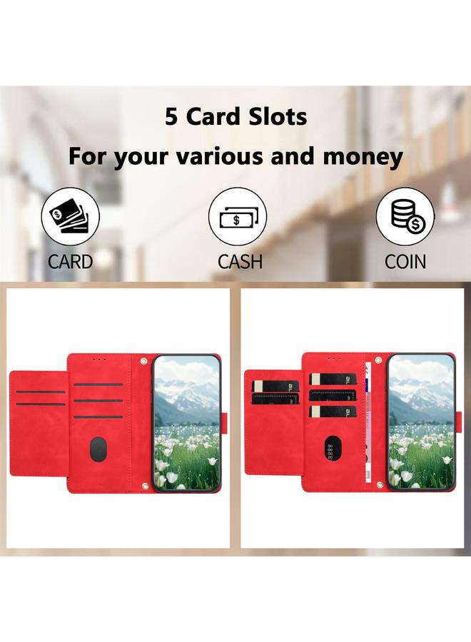 اس-توب جراب لهاتف Samsung Galaxy A13 5G / 4G جراب هاتف من الجلد المنقوش بنقشة زهور التوليب مع حبل - Image 4