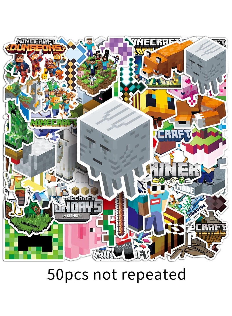 إيهوم 50 قطعة ملصقات ديكور لعبة ماينكرافت، حقيبة هاتف مقاومة للماء، حقيبة سفر، حقيبة لابتوب، غير مكررة - Image 3