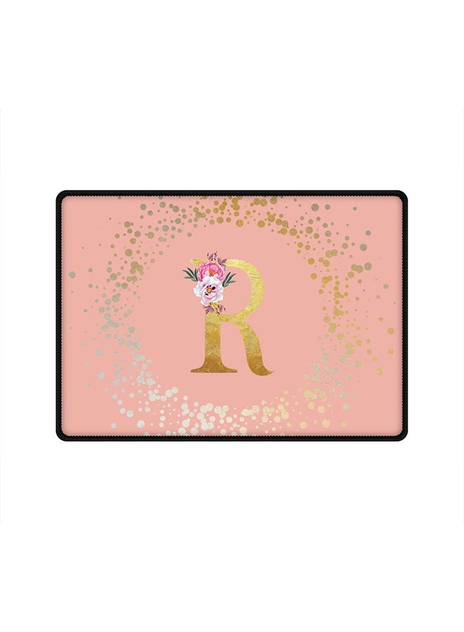 Stylizedd Designer Gaming Mouse Pad Anti-Skid Mousepad Large Keyboard Mouse Pad Desk Mat Custom Monogram Initial Letter Floral Pattern Alphabet - R(Rose Pink) - Image 1