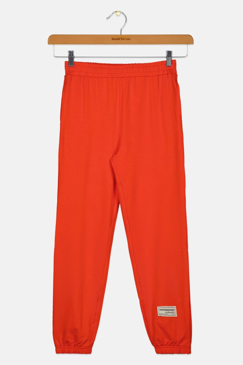 The Giving Movement Kids Girl Plain Jogger Pants, Red - Image 1