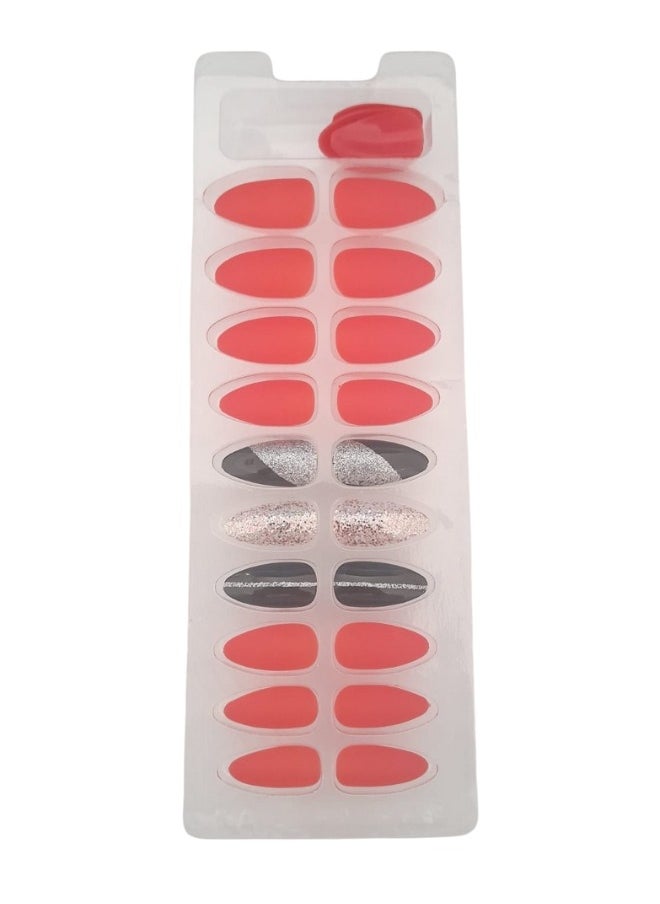 KIKI 24pcs False Nails with 24pcs Nail Glue - MultiColor  - Image 3