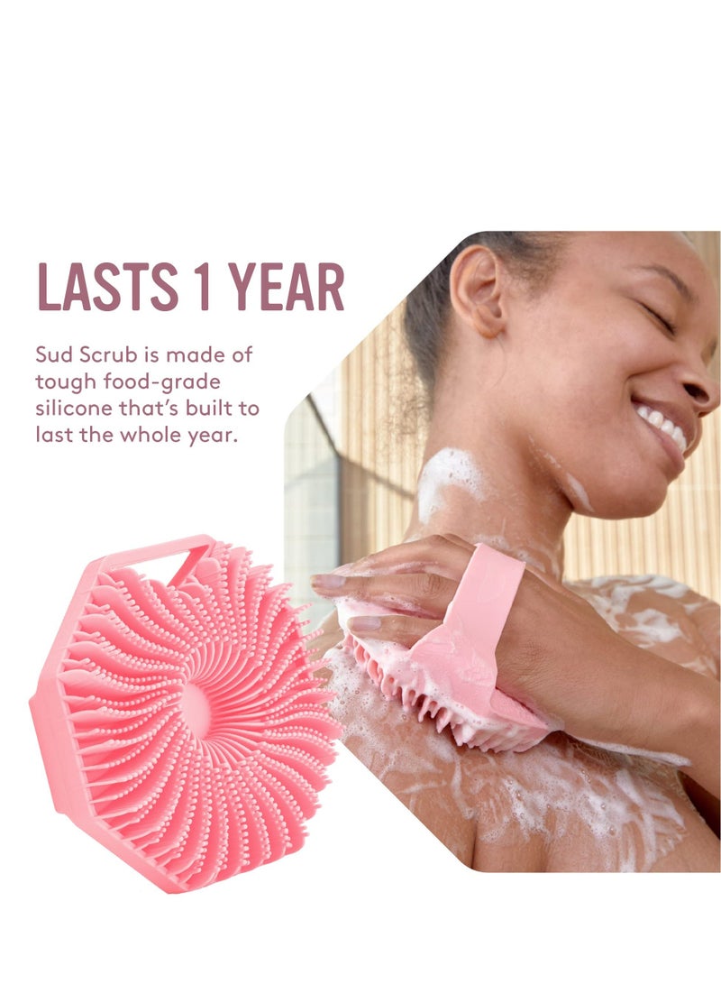 Antimicrobial Silicone Body Scrubber for Sensitive Skin, Eco-Friendly, Lathers Well, and Charcoal-Infused for a Deep Clean,Get Softer, Healthier Skin (Pink)  - Image 2