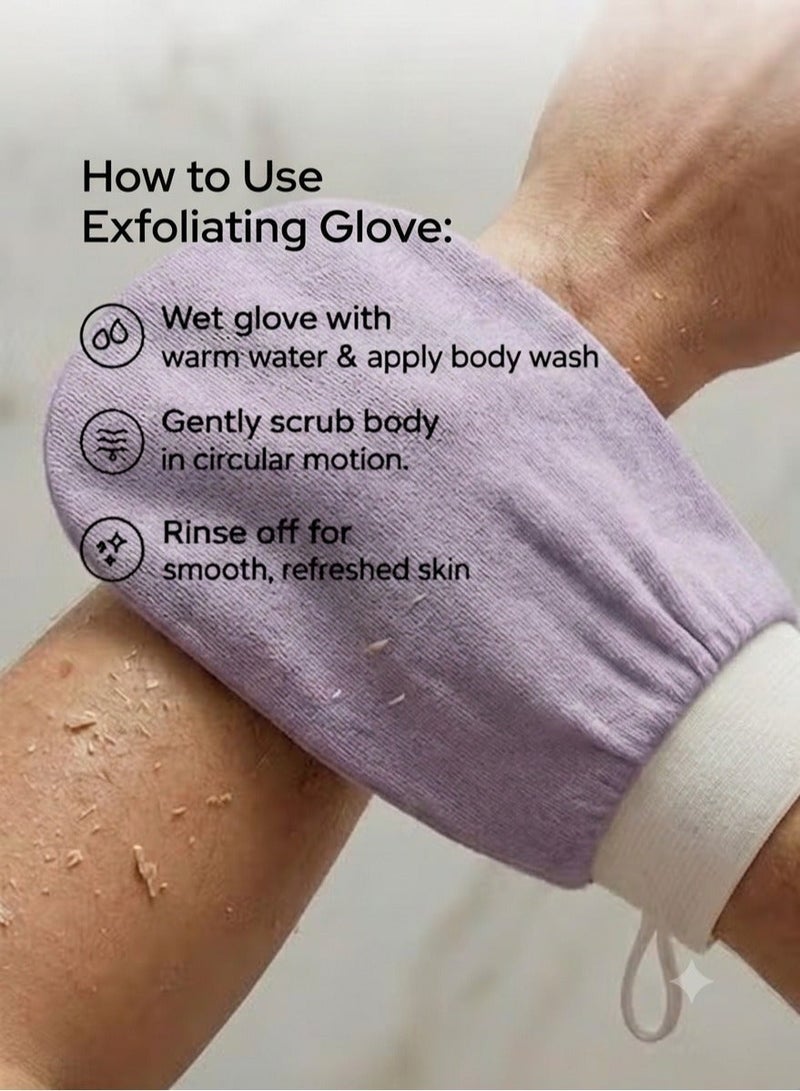 ARSTID Exfoliating and cleansing loofah, viscose bath glove for a Moroccan bath at home - purple - Image 3