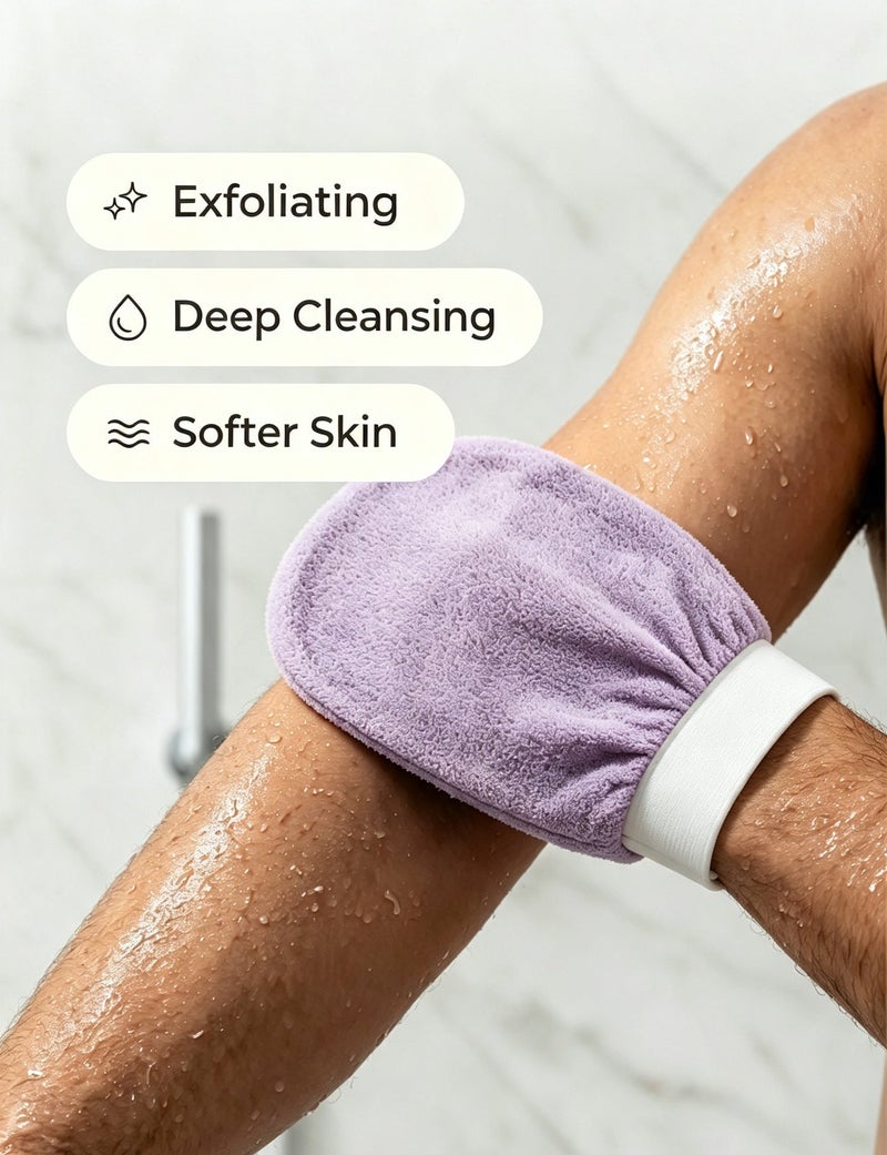 ARSTID Exfoliating and cleansing loofah, viscose bath glove for a Moroccan bath at home - purple - Image 5