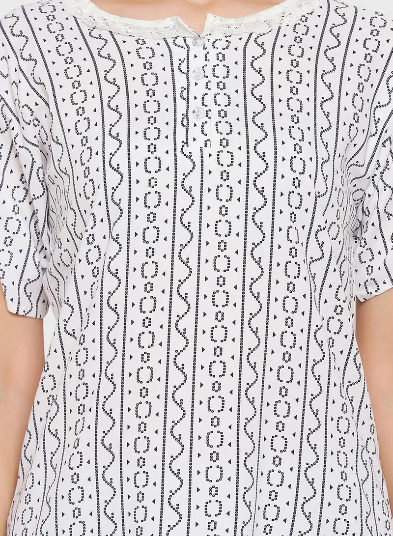 Clovia Printed Top & Pyjama Set