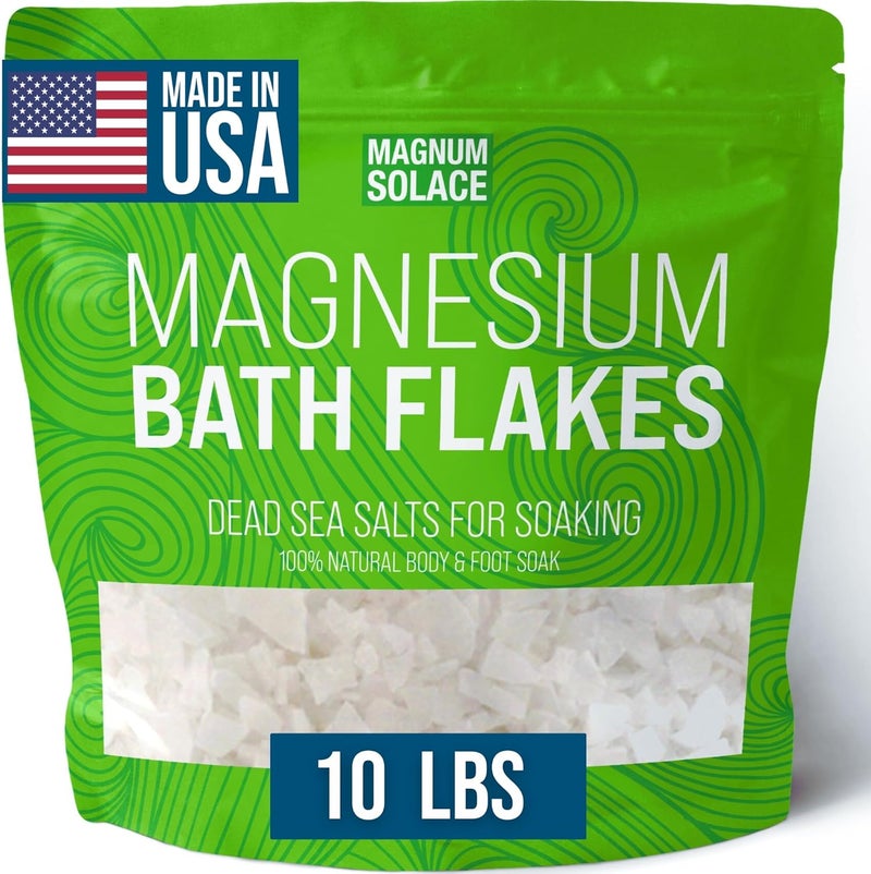 Magnum Solace Magnesium Flakes for Bath  Magnesium Chloride Flakes  Dead Sea Salts for Soaking 10 LBS