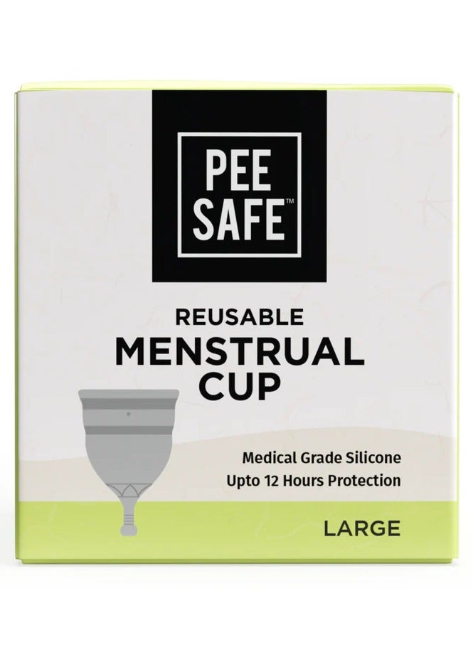 PEE SAFE PEE SAFE.  Menstrual Cup (Large) | Suitable for 18 Years & above | Odour & Rash-Free | 100% Medical Grade Silicone | Comes with Travel Friendly Pouch | Leakage Proof & Infection Free - Image 1