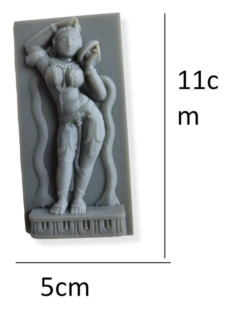 CRAFTIAL CURVE APW Khajuraho Lady Dancing Statue Silicone Mold Temple Sculpture Resin Cement Clay Wax Silicone Mold Art and Craft  - Image 2