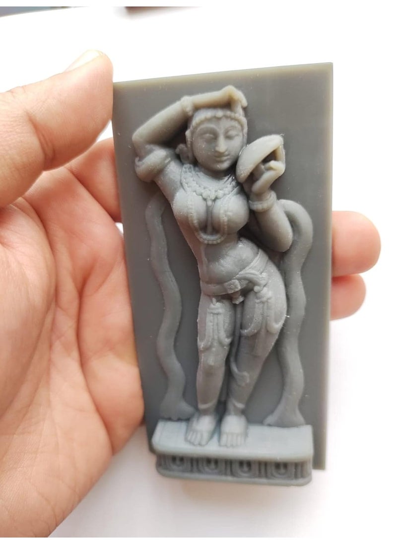 CRAFTIAL CURVE APW Khajuraho Lady Dancing Statue Silicone Mold Temple Sculpture Resin Cement Clay Wax Silicone Mold Art and Craft  - Image 3
