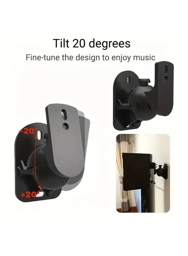 Black Wall Mount Speaker Brackets 2pcs Adjustable Swivel Tilt for Home Theater Bookshelf Systems - Image 4