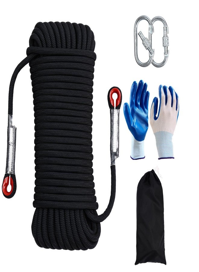JIUXQT Climbing Rope 10mm 147Ft (45m) Static Climbing Rope Outdoor Rock Climbing Rope Braided Polyester Static Rock Climbing Rope High Strength Outdoor Rope for Rappelling Rescue Rope Black - Image 1