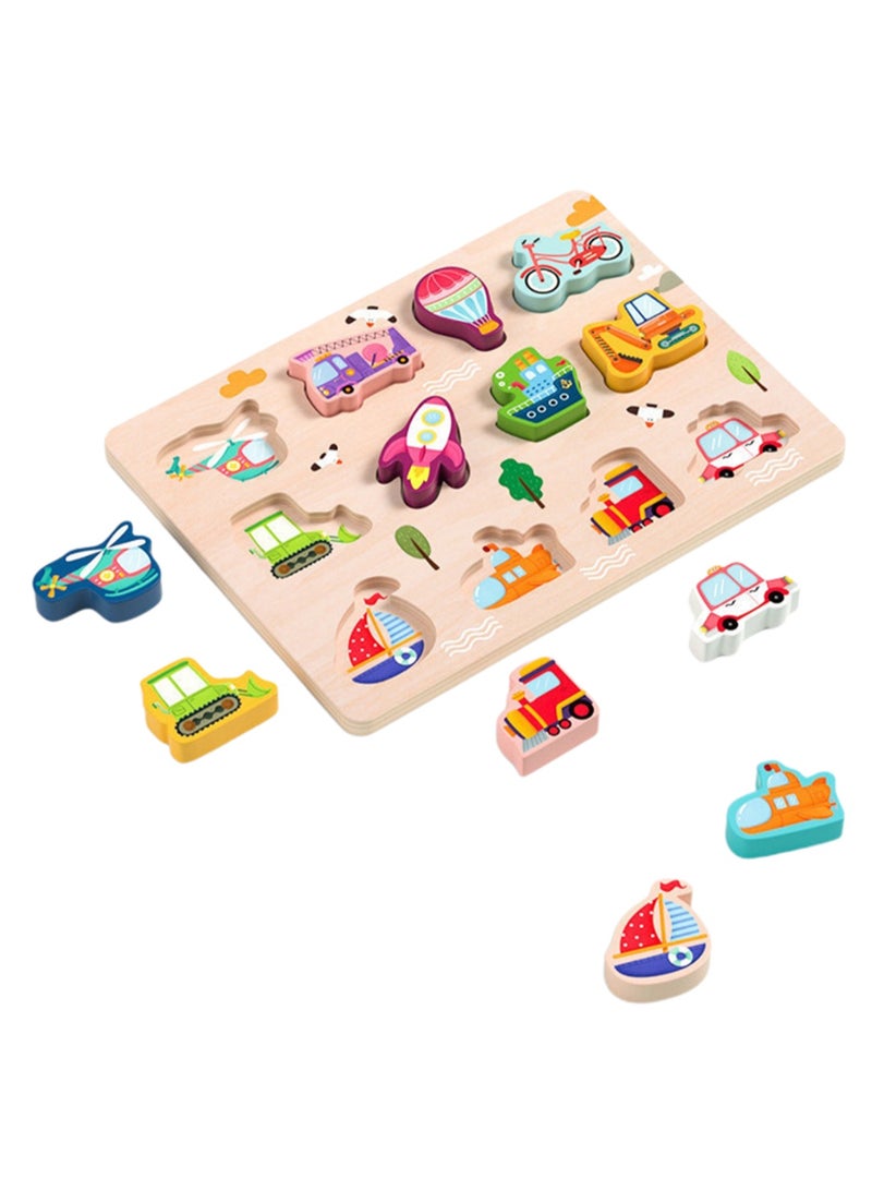 29cm Traffic 3d Puzzle Wooden Jigsaw Puzzle Toys For Kids Ages 1-3, Children'S Fine Motor Skills Learning Education, Ideal Gift For Boys And Girls Ages 1-2-3 - Image 1