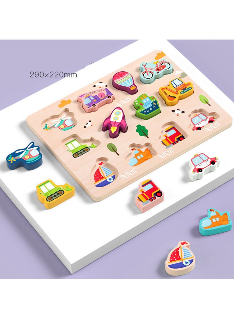 29cm Traffic 3d Puzzle Wooden Jigsaw Puzzle Toys For Kids Ages 1-3, Children'S Fine Motor Skills Learning Education, Ideal Gift For Boys And Girls Ages 1-2-3 - Image 2