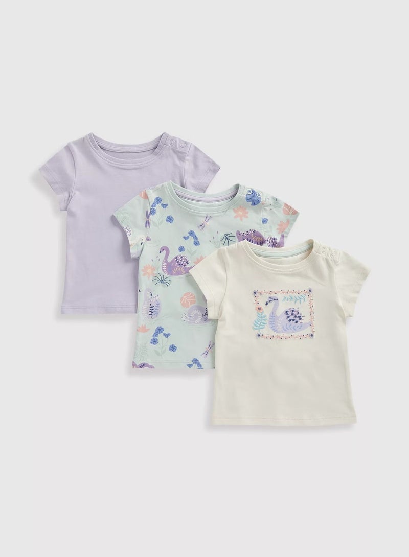 mothercare Swan Lake T-Shirts - 3 Pack - Image 1