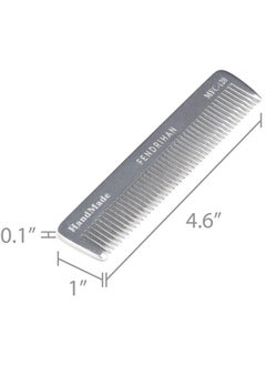 Fendrihan Fendrihan Small 4.6" Sturdy Metal Fine Tooth Barber Pocket Grooming Comb  - Image 2