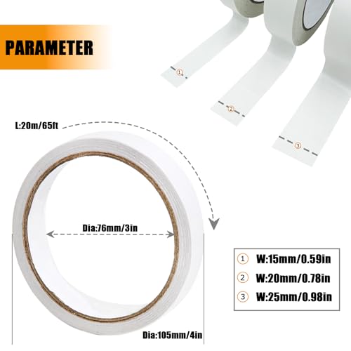 SmaringRobot Double Sided Tape for Crafts, Double-Sided Tape for Arts, Scrapbook Supplies, Photography, Gifts Box, Scrapbooking, Card Making, Paper Backing, Tear-by-Hand, 6 Roll Heavy Duty Multi-Size Adhesive Tape - Image 2