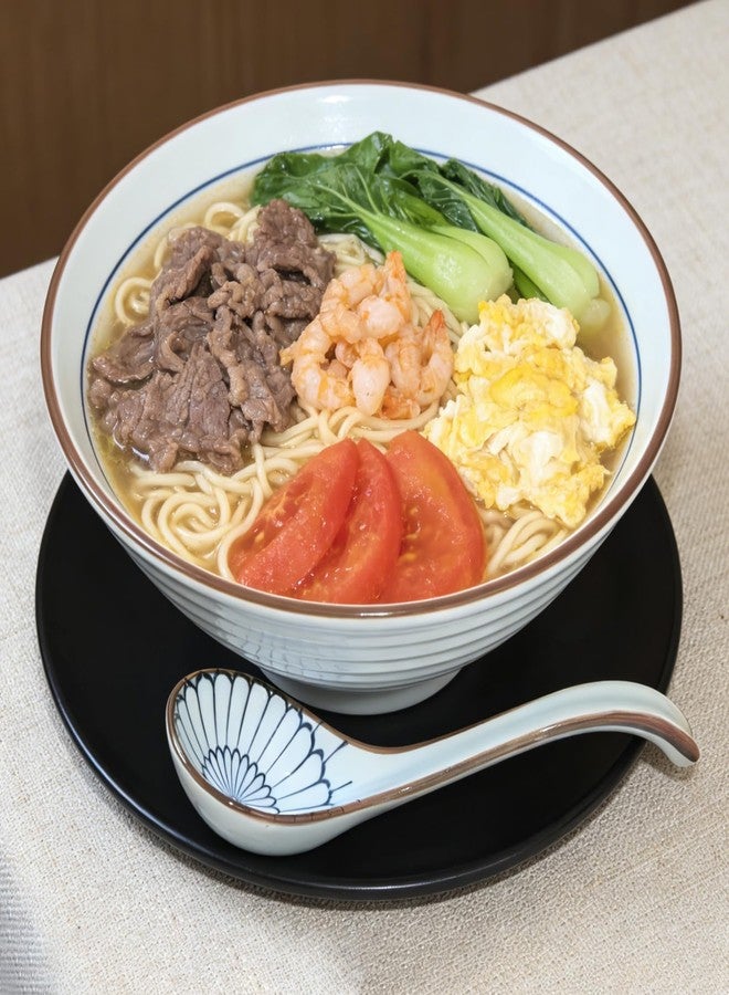 SCORYULE 6PCS Asian Ceramic Soup Spoons, with Long Handle and Deep Bottom, for Ramen, Wonton, Dumpling, Noodle - Image 5