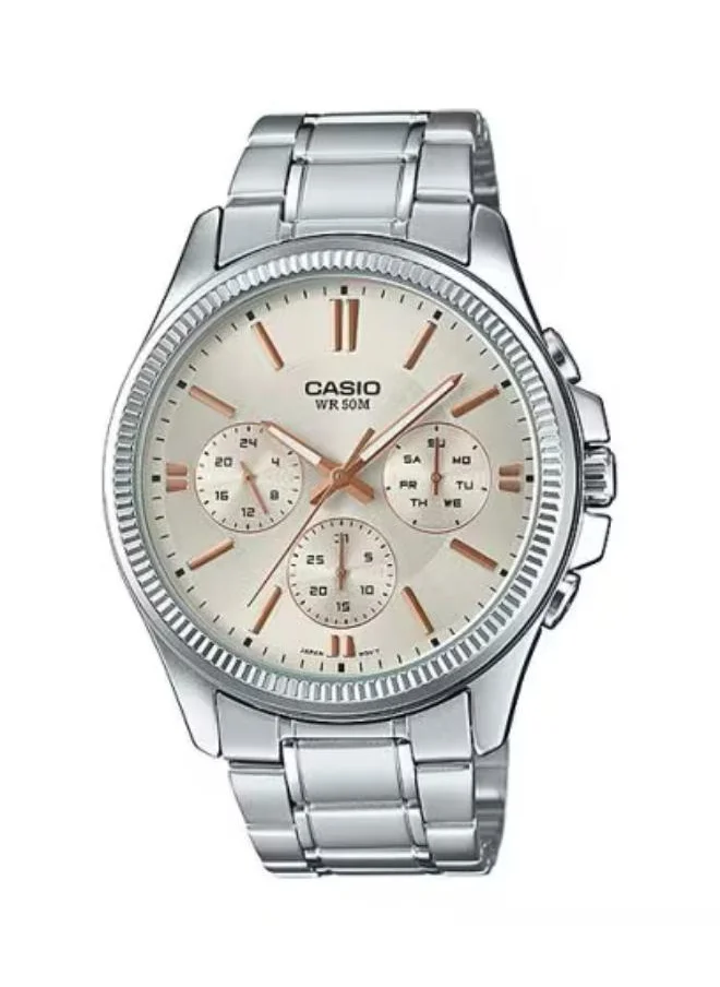 CASIO Men's Analog Display Watch With Silver Stainless Steel Strap - MTP-1375D-7A2