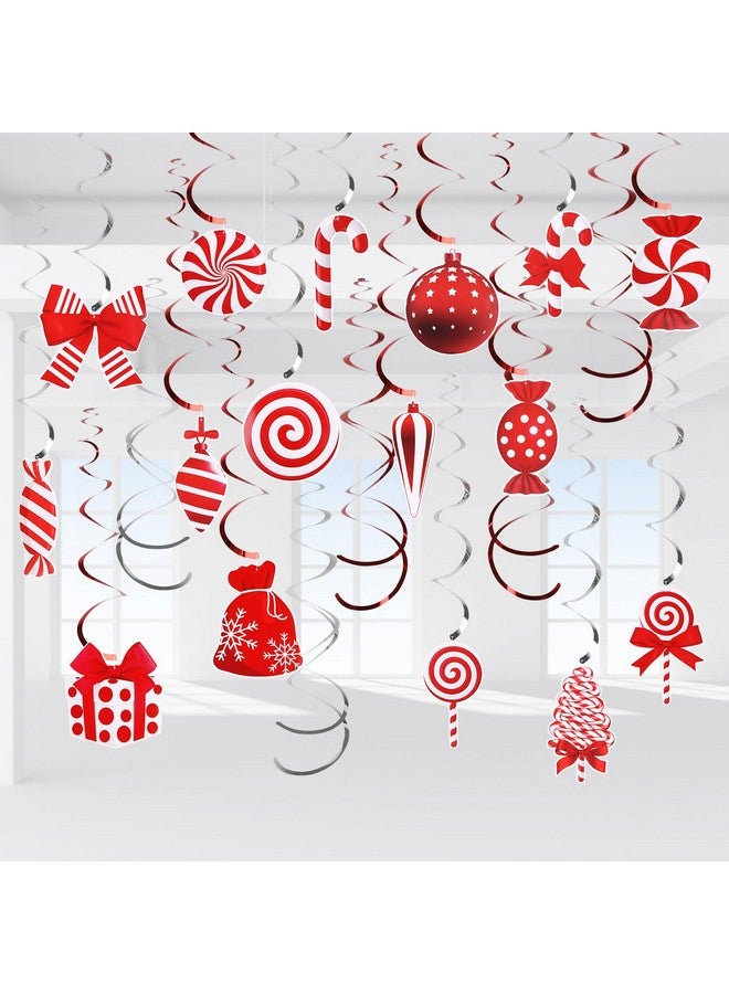 CCINEE 30 Sets Christmas Candy Cane Hanging Swirl Decorations, Paper Candy Land Decor for Christmas Birthday Party Holiday Home Ornaments - Image 1