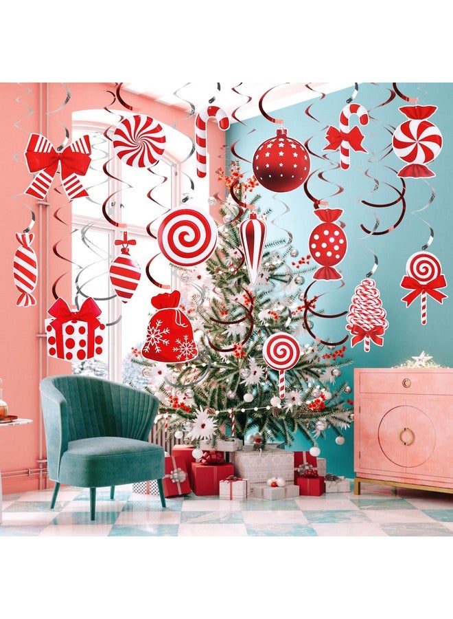 CCINEE 30 Sets Christmas Candy Cane Hanging Swirl Decorations, Paper Candy Land Decor for Christmas Birthday Party Holiday Home Ornaments - Image 5